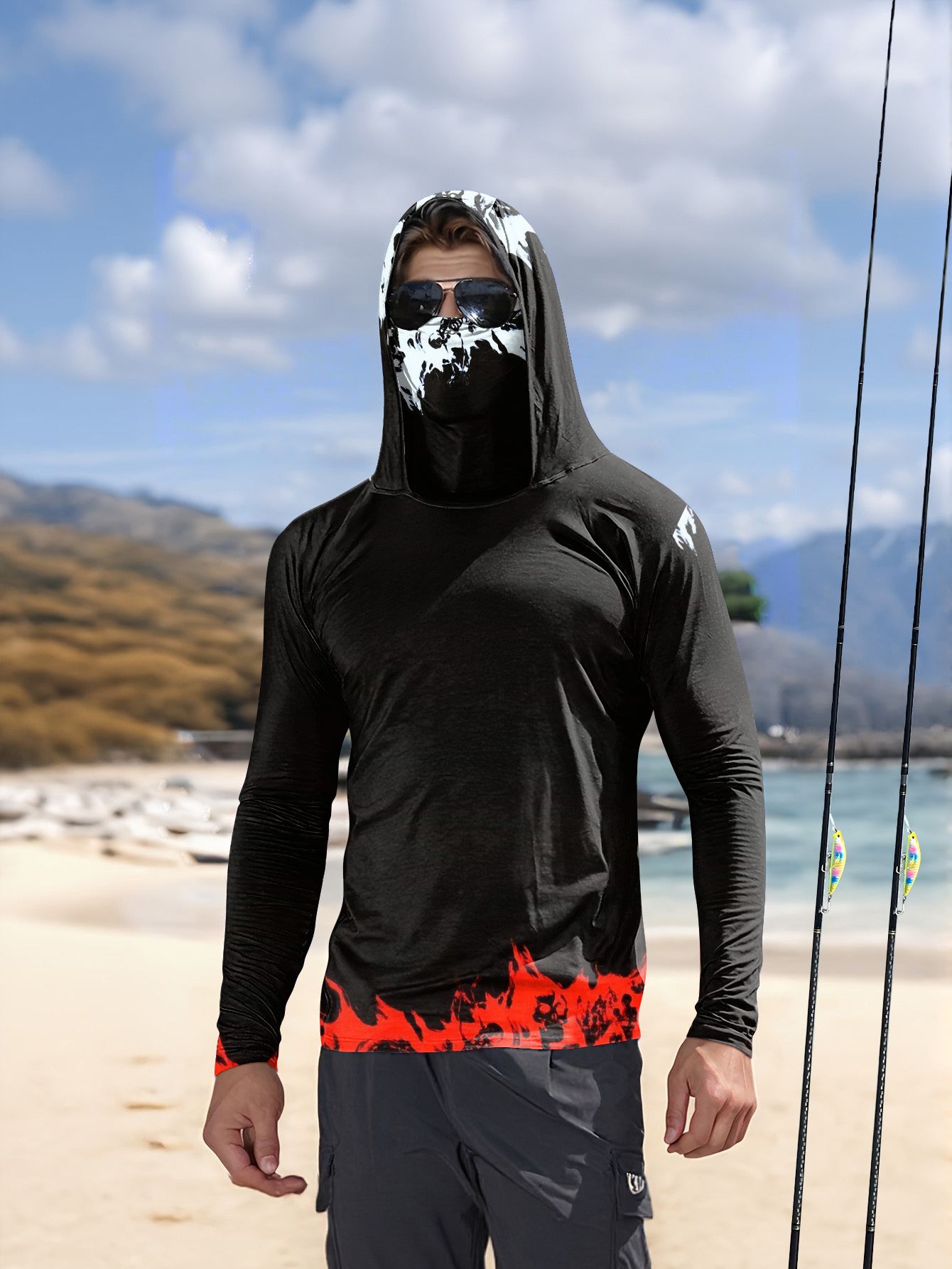 Fishing Hoodie - Мужская рубашка для рыбалки с капюшоном,